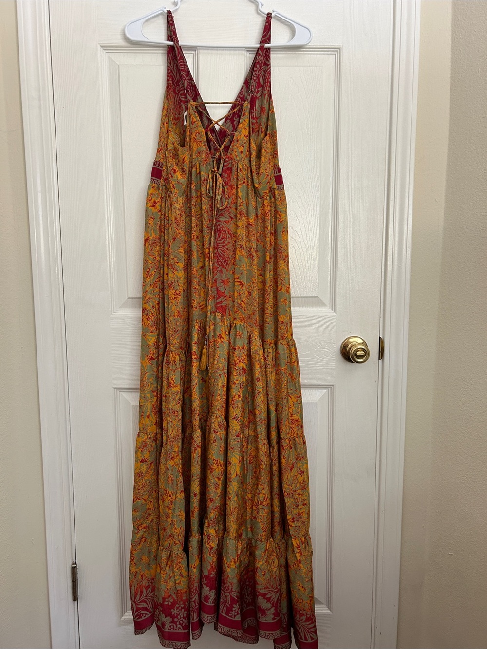 Free People Mustard Maxi Dress with Burgundy Trim - Picture 5 of 7